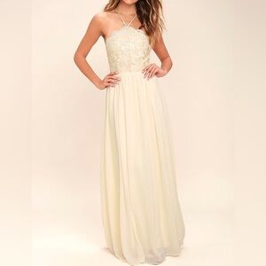 Lulus Stroll the Esplanade Cream Embroidered Maxi Dress